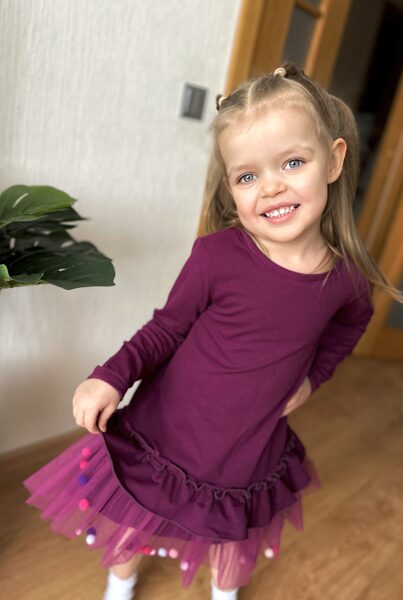 Jumper dress in purple plum tone, size 80.