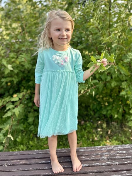 Dress with heart mint colour