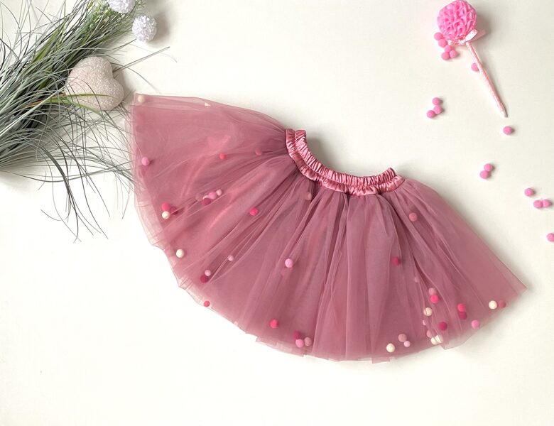 Tulle skirt in old pink shade no. 2. 110-128.